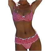 SweatyRocks Women's Two Piece Gingham Bikini Sets Frilled Shirred Push Up Bathing Suits