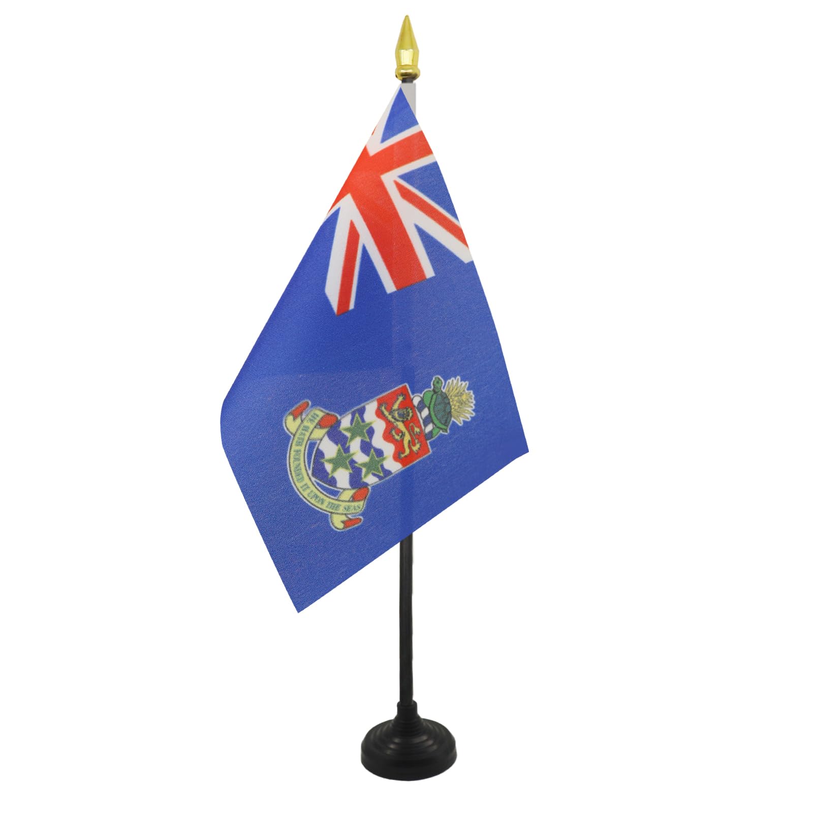 AZ FLAG - Cayman Islands Table Flag 4'' x 6'' - Caymanian Mini Desk Flag 100% Polyester 15 x 10 cm - Office Mini Banner with 10'' Pole - Golden Spear
