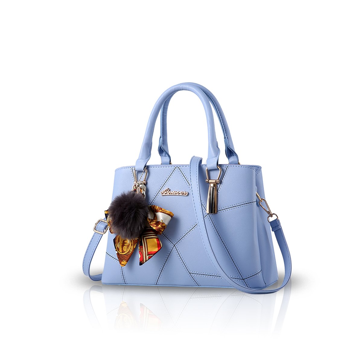 Nicole&Doris Women Fashion Handbag Crossbody Shoulder Purse Tote Satchel Shopping Bag Faux Leather Blue