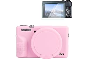 Rieibi Silicone Case for Canon G7X Mark III Case, G7X Mark III Accessories with Screen Protective Film,Detachable Lens Cover 