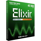 Elixir, Electric Bass Strings, Stainless Steel, NANOWEB, 4-String, 45-100 | Light 45-100, Long Scale, Stainless Steel with NANOWEB Technology, Longest-Lasting Bright Tone with Comfortable Feel