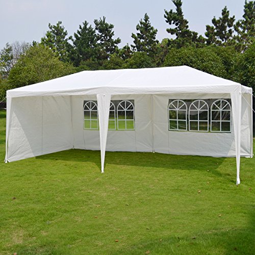 Qisan Carport Canopy tent 10 X 20-feet Domain Carport with sidewalls, white for Party/Commercial Activity(calm environment only)