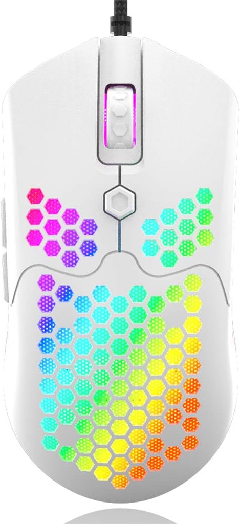 ballboU Hollow-Out Honeycomb Shell Gaming Mouse Colorful RGB Backlit Light Wired Mouse with 7 Buttons
