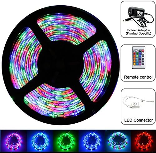 Fast Delivery! US SHIPPING DIRECTLY! 5M/16.4 Ft SMD 3528 RGB 300 LED Color Changing 12V waterproof Flexible Strip Light Kit with 24 K IR Remote Control+ 2 A Power Supply