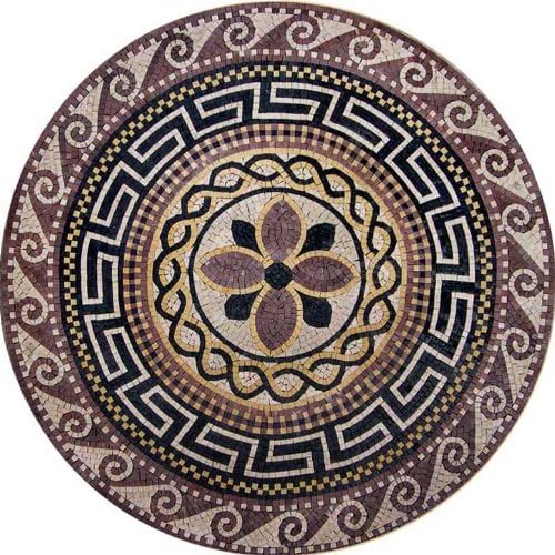 Marble Mosaic Medallion Stone Art Tile Floor Wall, 48