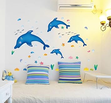Muurstickers Huis Wandtattoo Delphin Mit Wunschname 2 Farben Kinderzimmer Meerestiere Deko Amqueretaro Com