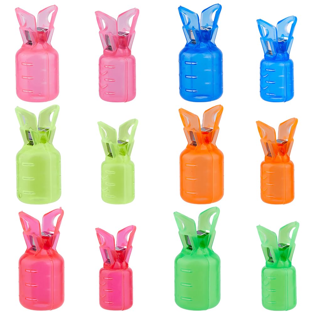 SUPERFINDINGS 24Pcs 12 Styles Plastic Portable Squid Jig Hook Cover 49x20.2mm 53x24.7mm Column Fishing Hook Cover Protector Mixed Color Fishing Hook Bonnets Fishing Tackle Boxes Tools