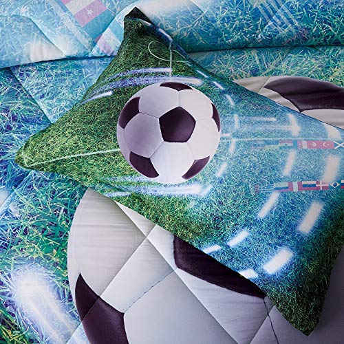 image for Wowelife 3D Soccer Comforter Set Full Green Playground Soccer Bedding 