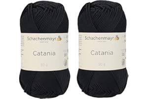 GENERIC [ Set of 2 Skeins ] SMC Catania Originals 100% Mercerized Cotton Yarn, Total 3.52 Oz. Each 1.76 Oz (50g) / 136 Yrds (125 m) Amigurumi Yarn Fine-Sport 2 (110 Black)