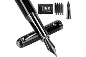 Zalantan Fountain Pen-Smooth Writing Metal Water Pen with Gift Case Fine Nib Consistent Ink Flow Luxury Pen for Nice Pens Includes a Calligraphy Nib 8 Cartridges a Ink Refill Converter(Grey)