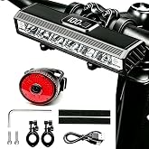 Super Bright Bike Lights for Night Riding 5000 Lumen, Dual-Row USB Rechargeable Bicycle Lights with LCD Display, Runtime 10+ Hours, 5 Modes, IPX6 Waterproof Wide Beam Bike Headlight and Taillight