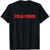Threadless Nicebleed Tesla Vs. Edison Graphic T-Shirt, Men, Black, 3X-Large
