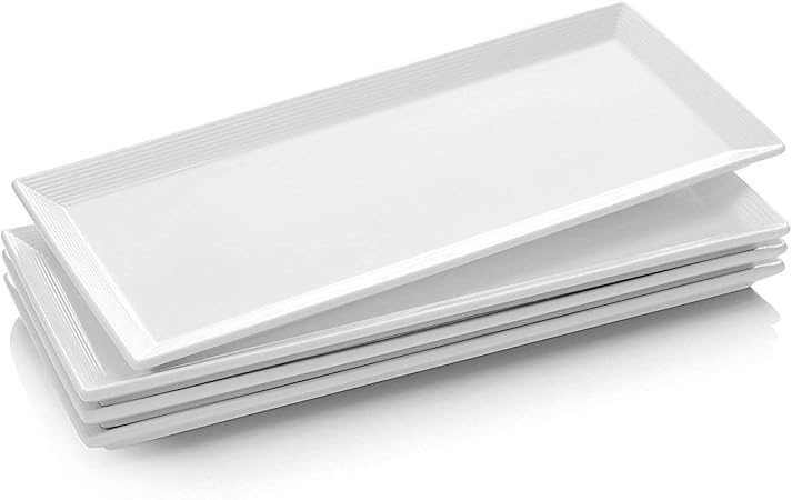 DOWAN 14.5-inch Porcelain Serving Platters/Rectangular Plates - 4 Packs ...