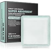 EVERLIT CARE EquiFlow Super Absorbent Dressing for Heavily Exuding Wound | Fast-Absorbing Non-Adhesive Polymer Dressing with Nonstick Gauze Pad | High Absorption & Retention | Pack of 10 (4" x 4")