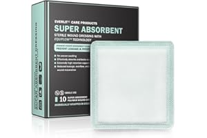 EVERLIT CARE EVERLIT EquiFlow Super Absorbent Dressing | High Retention, Instant Absorption for Heavily Exuding Wound | Sterile Non-Adhesive Polymer Gauze Pads | Reduce Leakage and Skin Maceration (4" x 4")