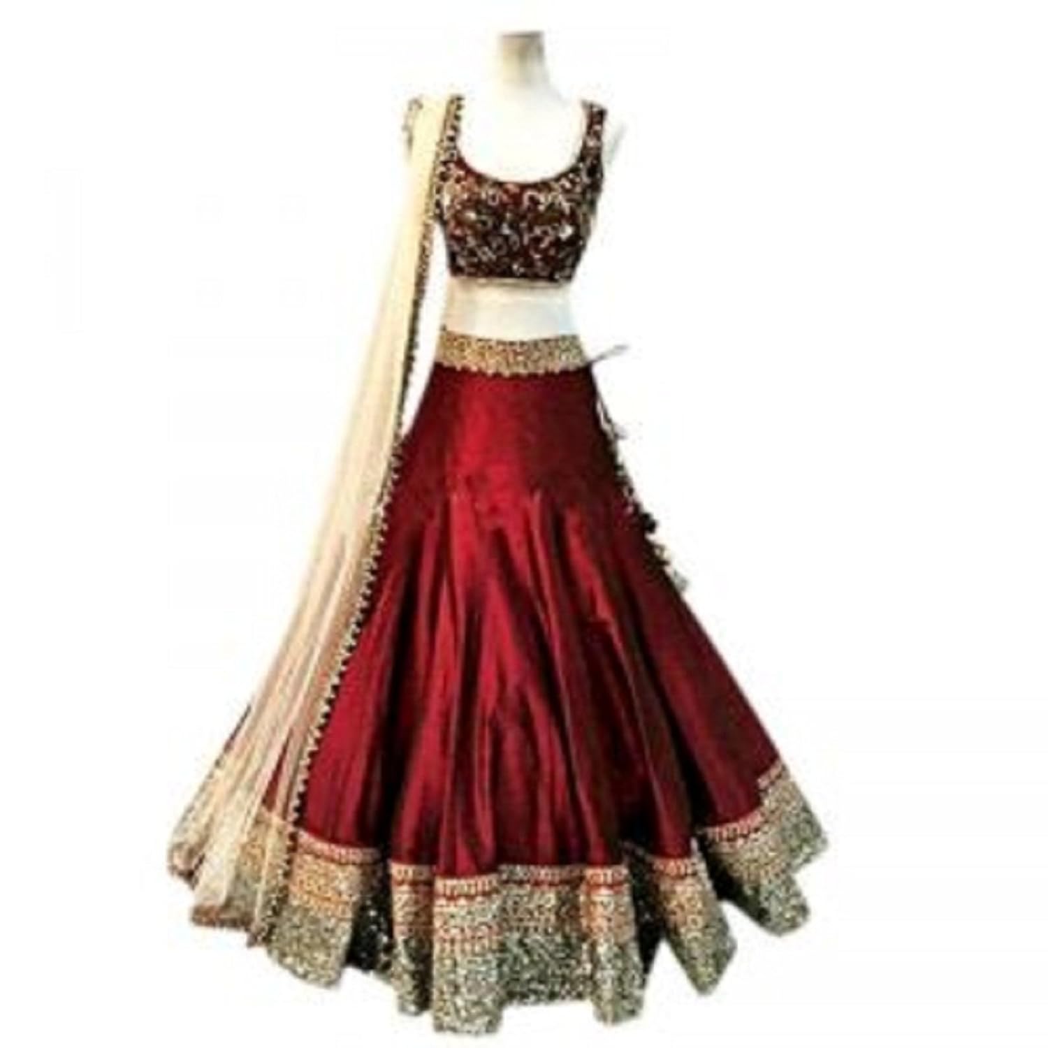 akshar fashion women's cotton lehenga (red_free size)
