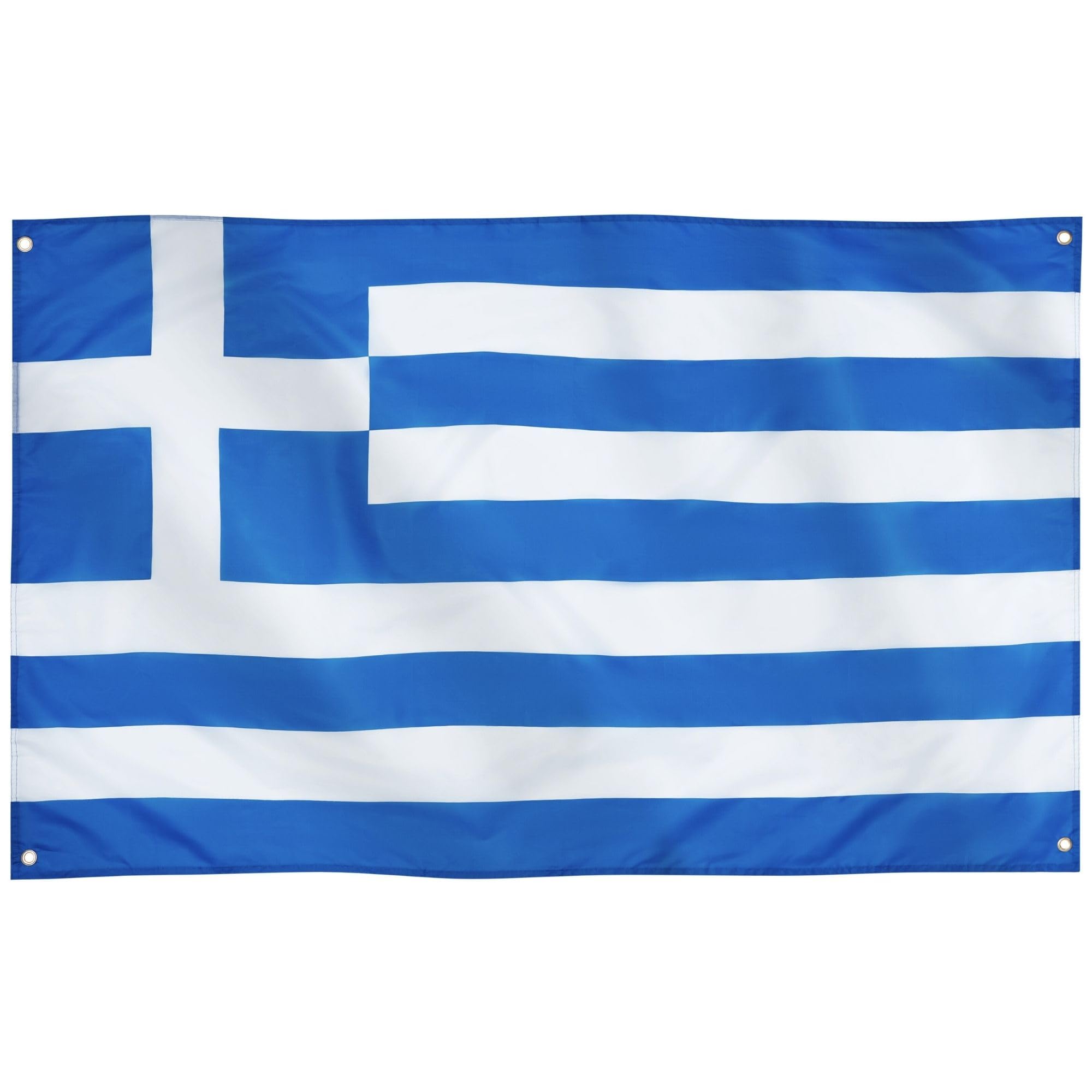 Runesol Greece Flag, 91x152cm, 3ft x 5ft, 4 Grommets, Eyelet In Every Corner, Greek Flag, Grecian Flag, Blue And White, Ελληνική Σημαία, Independence Day, Inside, Outside, Epiphany Day, Workers Day — image 1