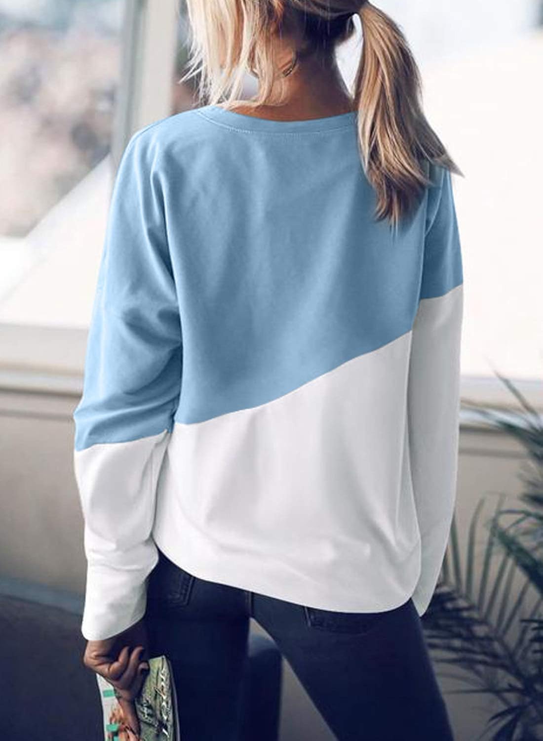 Biucly Womens Casual Crewneck Tie Dye Sweatshirt Striped Printed Loose Soft Long Sleeve Pullover Tops Shirts: Clothing