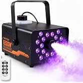 Dazzle Bright 1200W Halloween Fog Machine, Smoke Machine Outdoor Indoor with Timer, 7 Colorful LED Lights Effect Fog Wireless Remote for Stage Effect Halloween Party