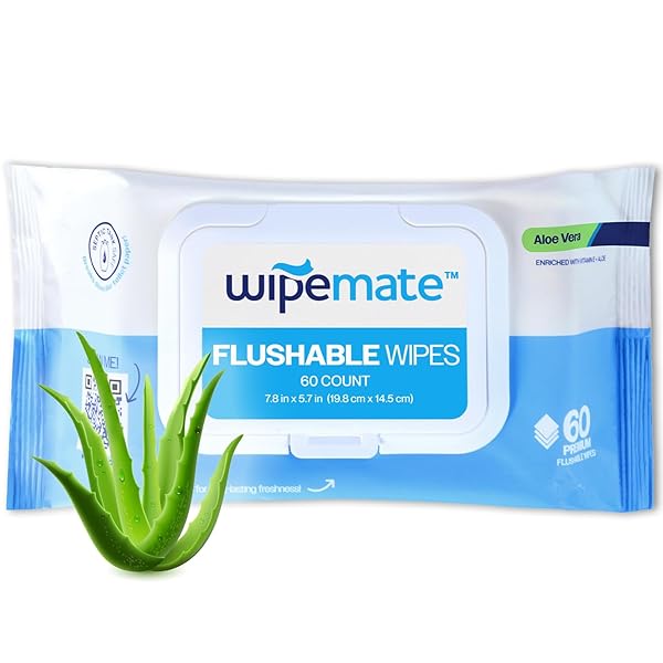 WIPEMATE ULTRA FLUSHABLE BUTT WIPES, SOOTHING VITAMIN E...