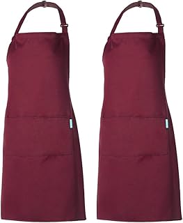 esonmus Schürze Kochschürze Küchenschürze 2 Set mit 2 Taschen Latzschürze kochschürze für Frauen Männer Chef verstellbarem Nackenband