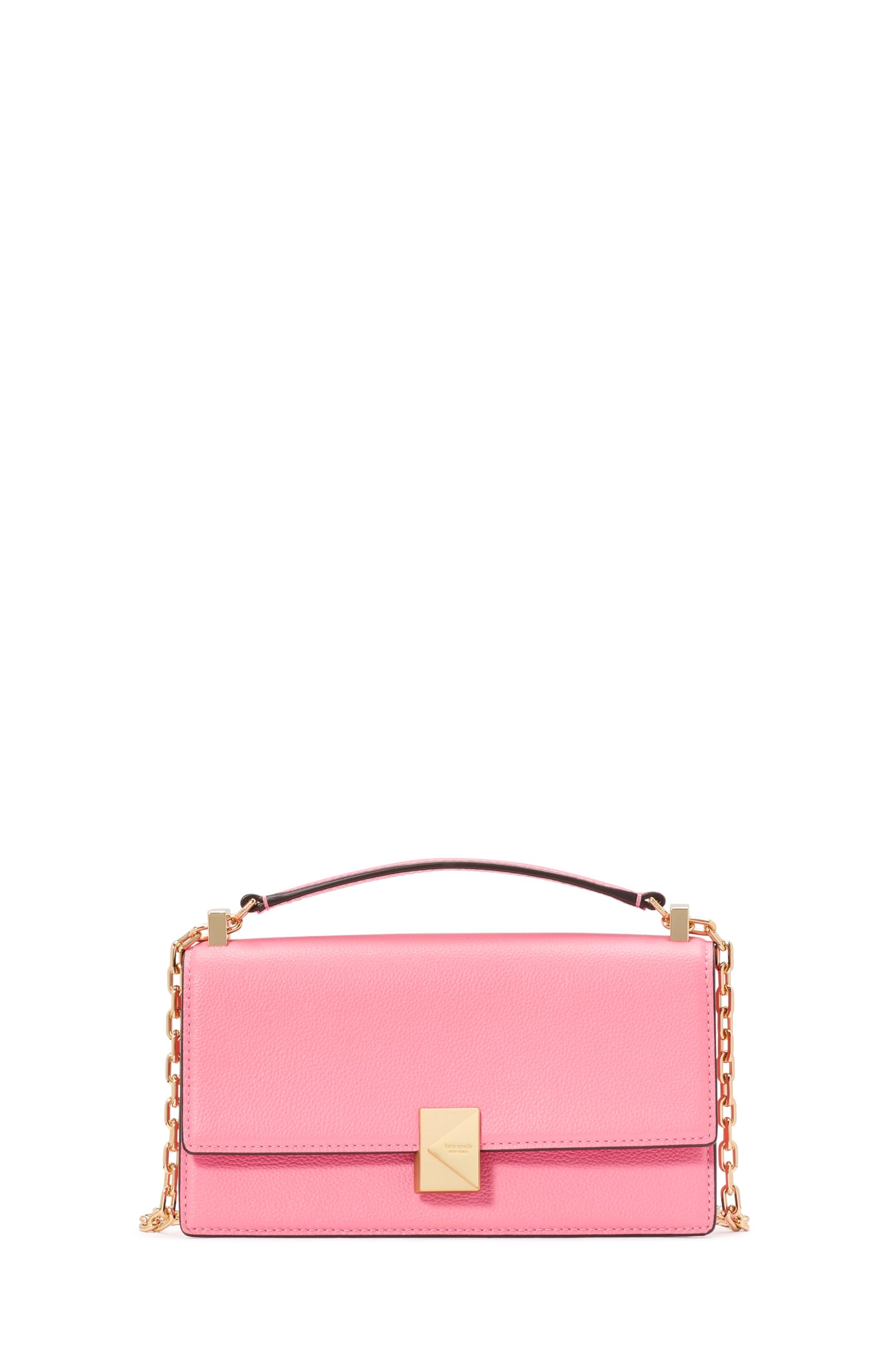 kate spade new york Deco Pebbled Leather Mini Flap Chain Crossbody, Ruby Citrus