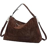 Genuine Suede Leather Hobo Bags for Women Tote Handbags Suede Crossbody Purses and Slouchy Shoulder Bags