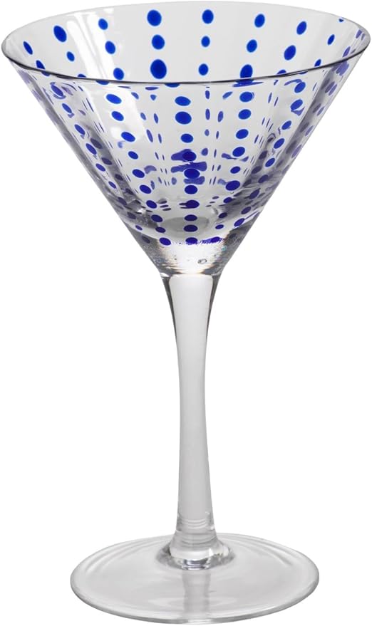 Zodax Blue Dots Martini Glass Set Home & Kitchen