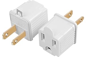 TENINYU Grounded Adapter 3-Prong to 2-Prong Outlet Converter - 3 Pin to 2 Pin Plug Socket Adapter Extension for Electrical Cord, Household, Workshops, Industrial, Machinery (2 Pack)