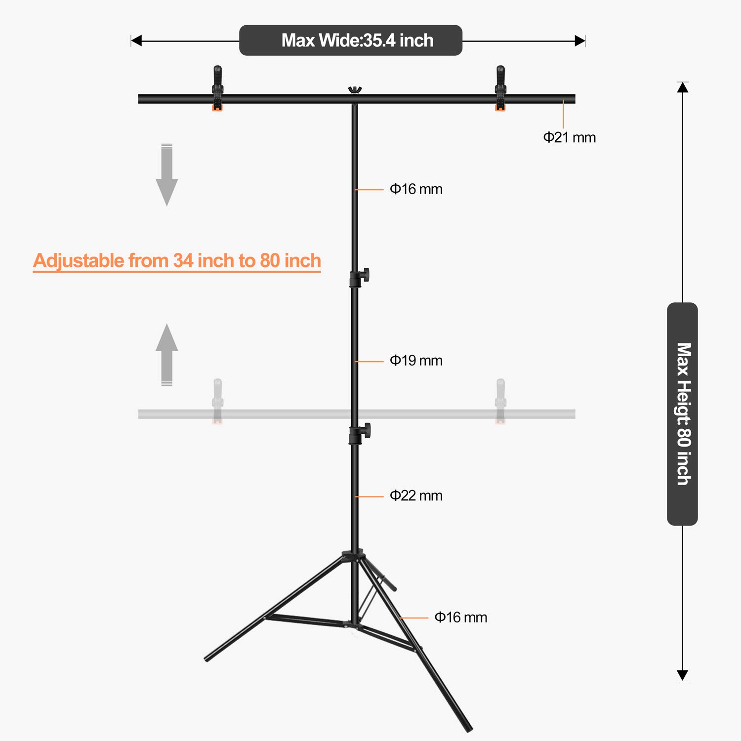 EMART 3x6.5ft Portable T-Shape Backdrop Stand with Adjustable Green Screen Photo Background Holder for Photography, Photoshoots, Parties, and Zoom