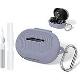 for Bose New QuietComfort Earbuds (2024) Case Cover with Cleaning Kit, Soft Silicone Protective Earbuds Case with Carabiner, Logo and Front LED Visible (Purple) (Purple)