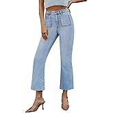 Yewfirm Flare Jeans for Women,Stretchy Bootcut Denim Pants Ankle Length Cropped Flare Jeans with Raw Hem