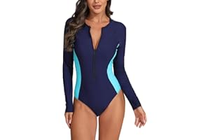 YATEEN Womens Athletic Training Swimsuit Long Sleeve Rashguard
