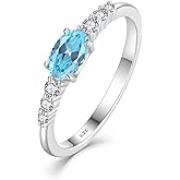 Oskani Oval Shape Birthstone Stackable Rings for Women Solid Sterling Silver Plated 18K White Gold Half Eternity Halo Cubic Zirconia Promise Engagement Wedding Band Rings Jewelry for Size 6-9