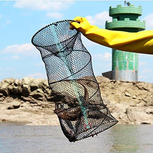 HpyAlwys Fishing Collapsible Trap Cast Keep Net Crab Crayfish Lobster Catcher Pot Trap Fish Net Eel Prawn Shrimp Live Bait(Black)
