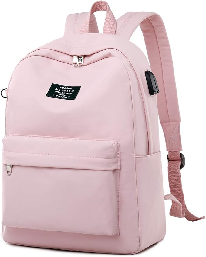 LaptopRucksack für Damen, aus Segeltuch, für Reisen, Schule, 38,1 cm (15 Zoll), USB