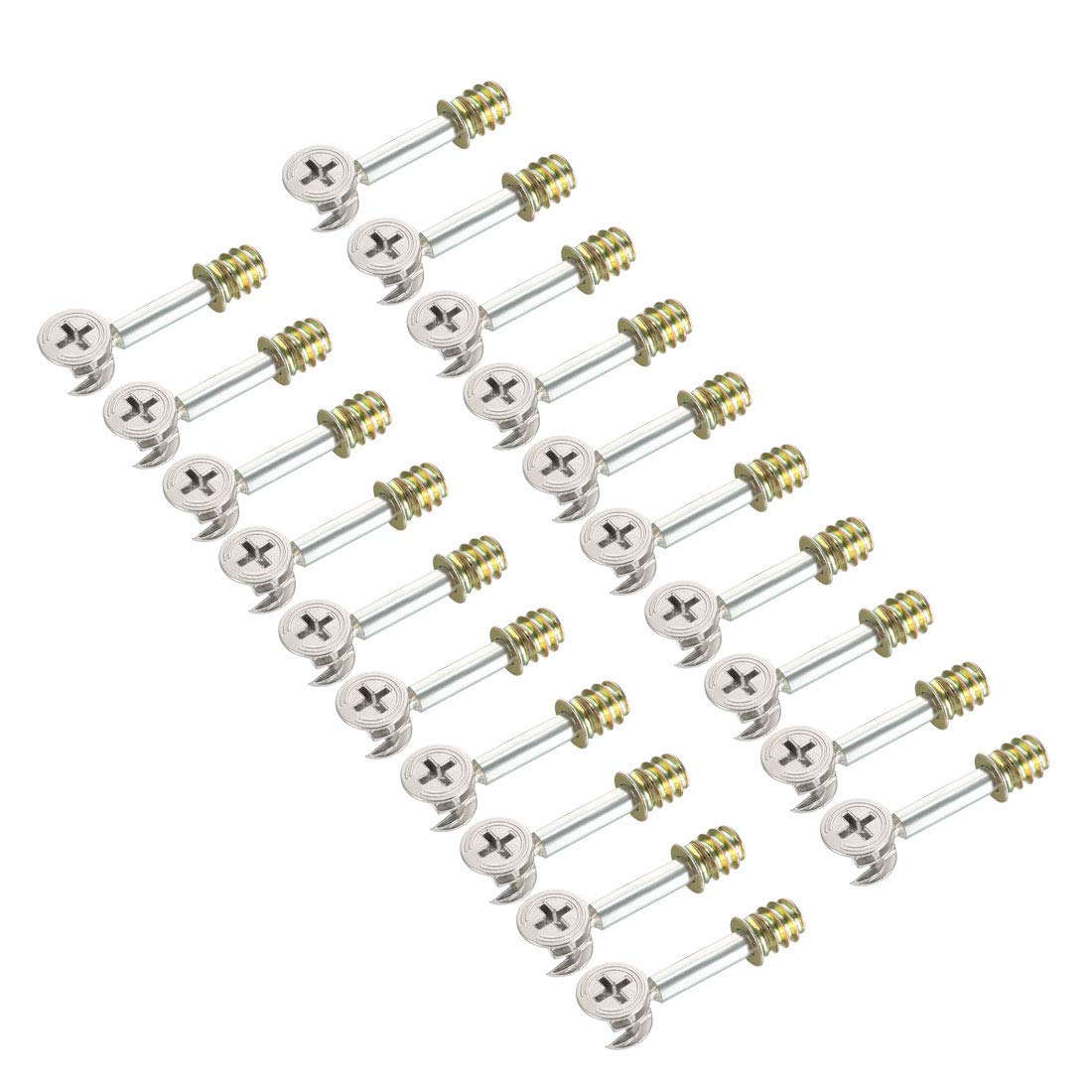 sourcing map 3-in-1 Furniture Connecting Kit 15mm Outer Dia Cam Fitting, M6x40mm Dowel Screws, M6 Pre-Inserted Nut 20 Sets