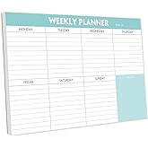 Weekly Planner Notepad - Tear Off Planning Pad with Daily Schedule &amp; Calendar, 52 Sheets, 100gsm Paper, Undated Weekly To Do List Notepad, 10x7 in