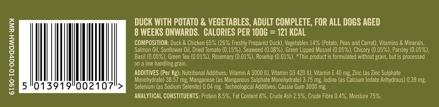 Harringtons Complete Wet Tray Grain Free Hypoallergenic Adult Dog Food Duck & Potato 8x400g - Made with All Natural Ingredients - Image 5