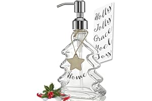 JASAI Unique Design Christmas Tree Soap Dispenser with 304 Rust Proof Stainless Steel Pump, Xmas Decorative Bathroom Soap Dispenser Great for Xmas Decor, Hand Soap, Dish Soap, Kitchen.