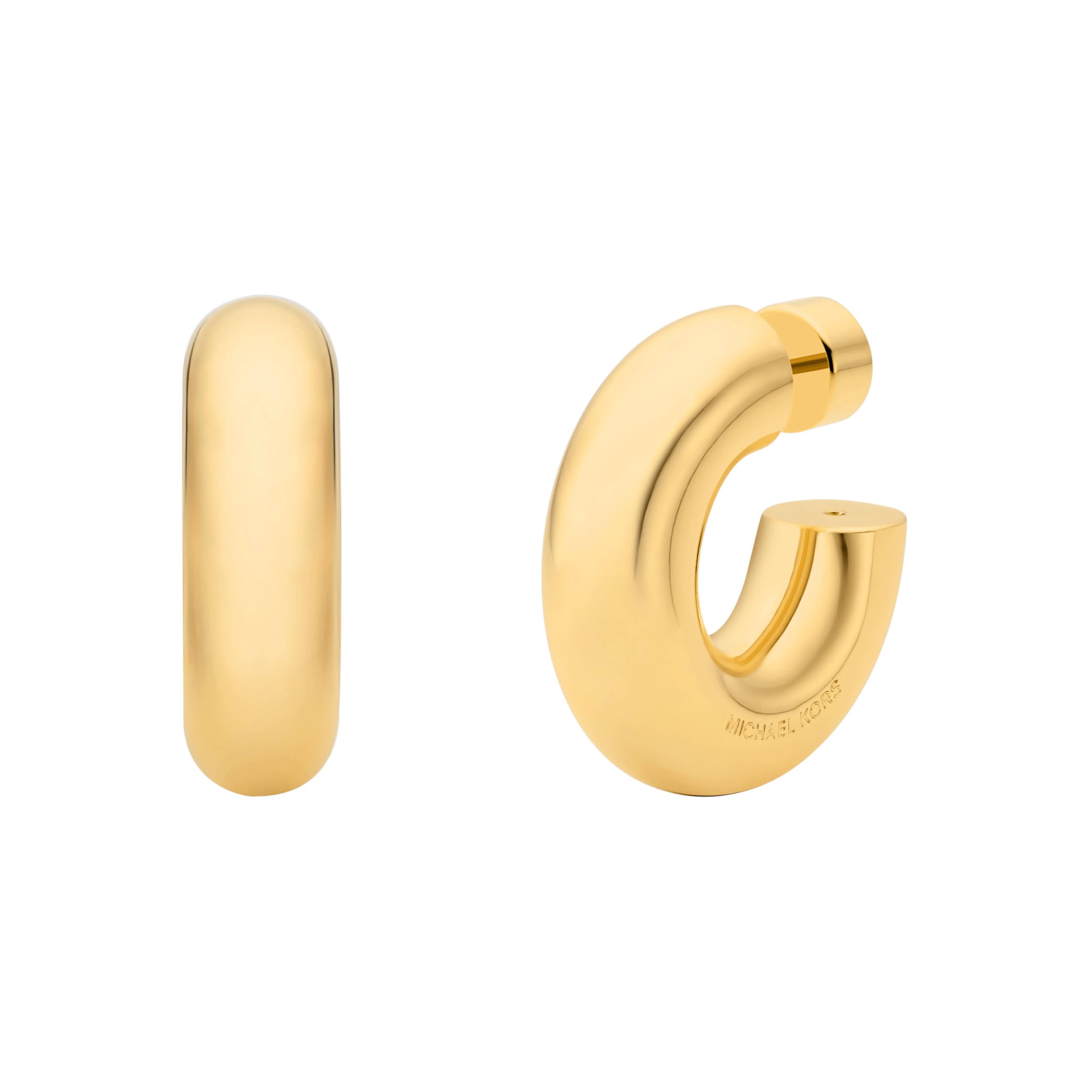 Michael Kors Women's 14K Gold-Plated Brass Tube Hoop Earrings Image