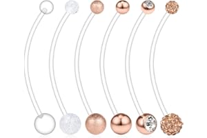Ruifan 6PCS Mix Style Pregnancy Sport Maternity Flexible Bioplast Belly Navel Button Ring Retainer 14G 1 1/2Inch (38mm)