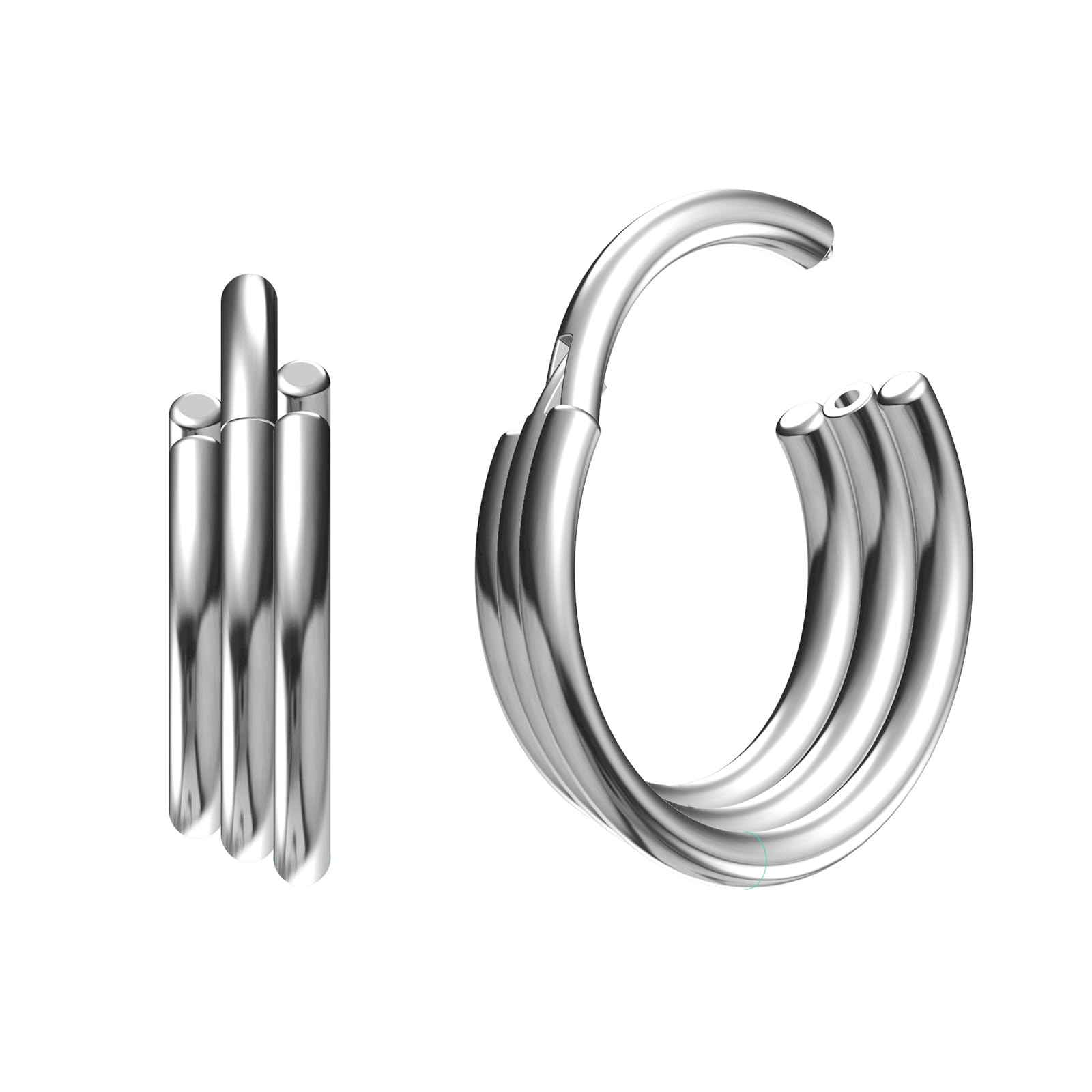 NewkeepsR 2PCS-16G(1.2mm) Titanium 3 Stacked Clicker Septum Tribal Rings Daith Piercing Jewellery