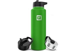 IRON °FLASK Camping & Hiking Hydration Flask, Wide Mouth, 3 Straw Lids, Stainless Steel Outdoor Water Bottle, Double Walled, 