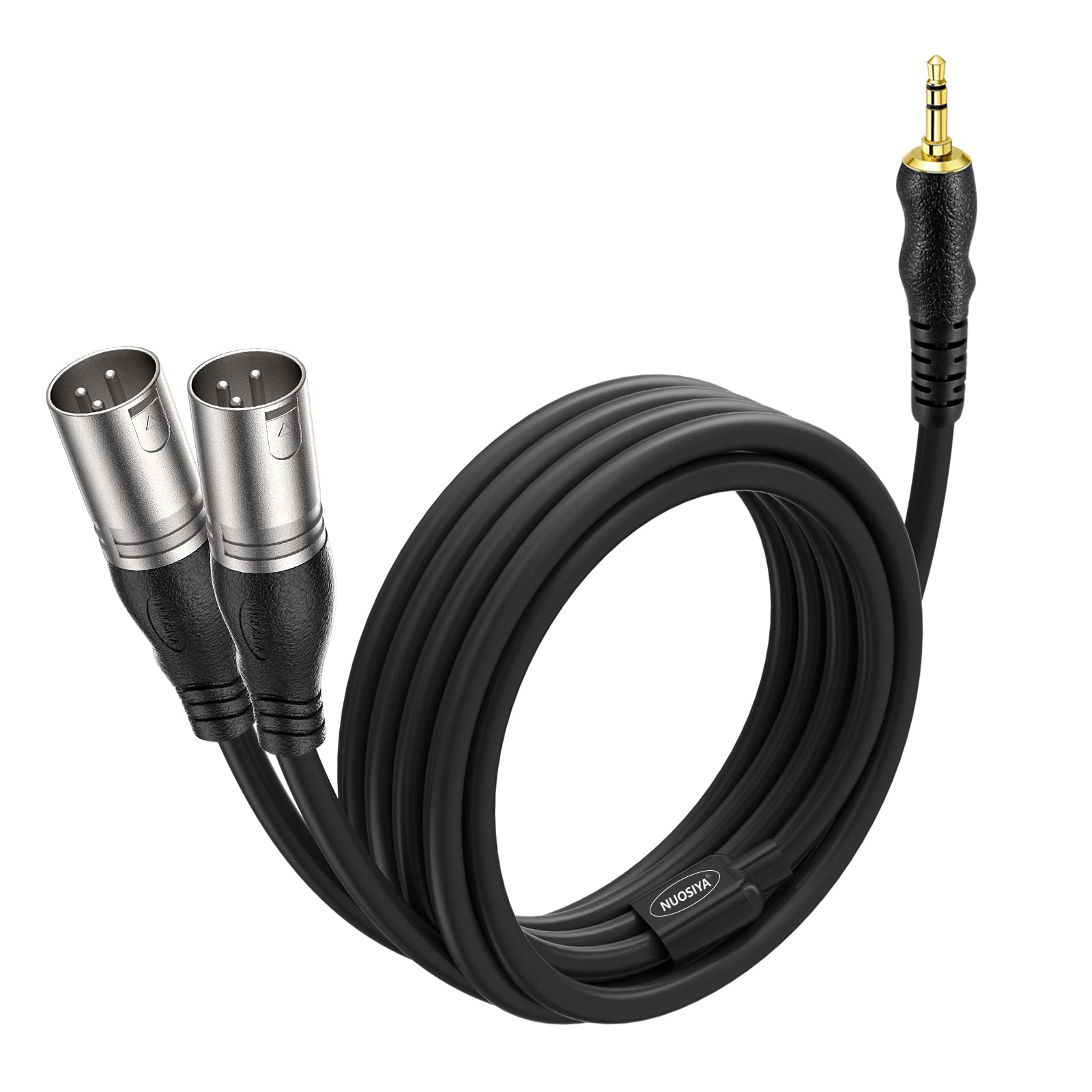 NUOSIYA 3.5mm Mini jack to Dual XLR Male Cable 2M, Unbalanced 1/8 inch Aux Stereo to Balanced Male xlr microphone Cable, Y-Splitter Cable
