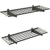 Hyloft 00651 2-Pack Heavy Duty Steel Wall Garage Shelving, 45-Inch X 15-Inch, Low-Profile Brackets, Max Shelf Load 200 Pounds, Hammertone