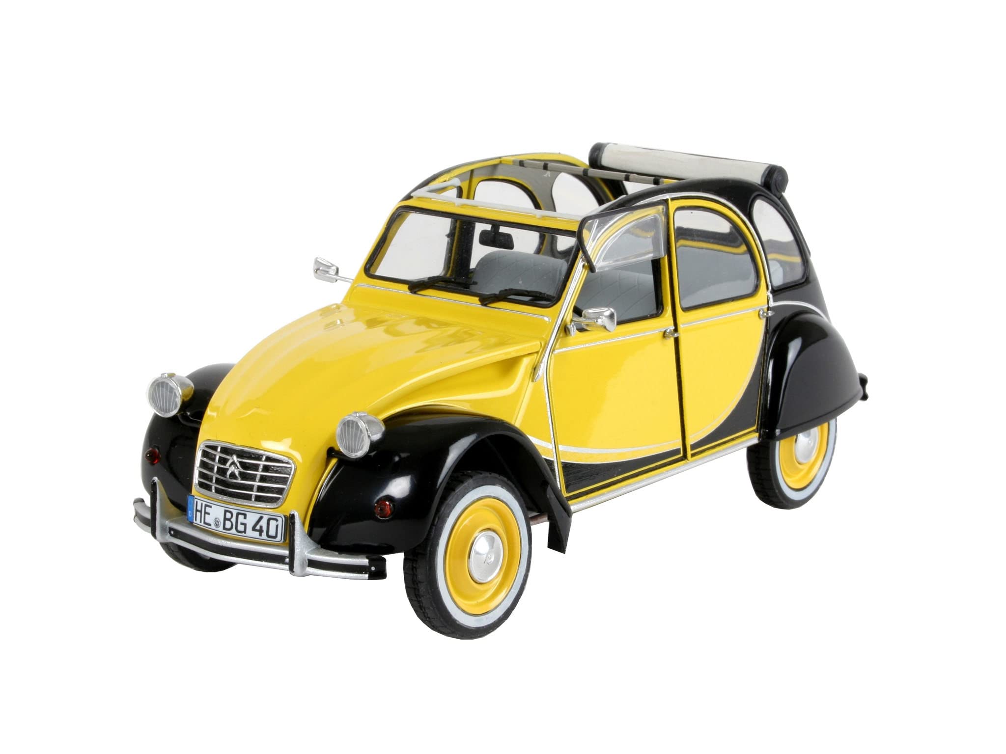 Revell Model Set 67095 Citroen 2CV CHARLESTON 1:24 Scale Unbuilt/Unpainted Plastic Model Kit with Contacta Professional Glue, Paintbrush & Selected Aqua Color Paints