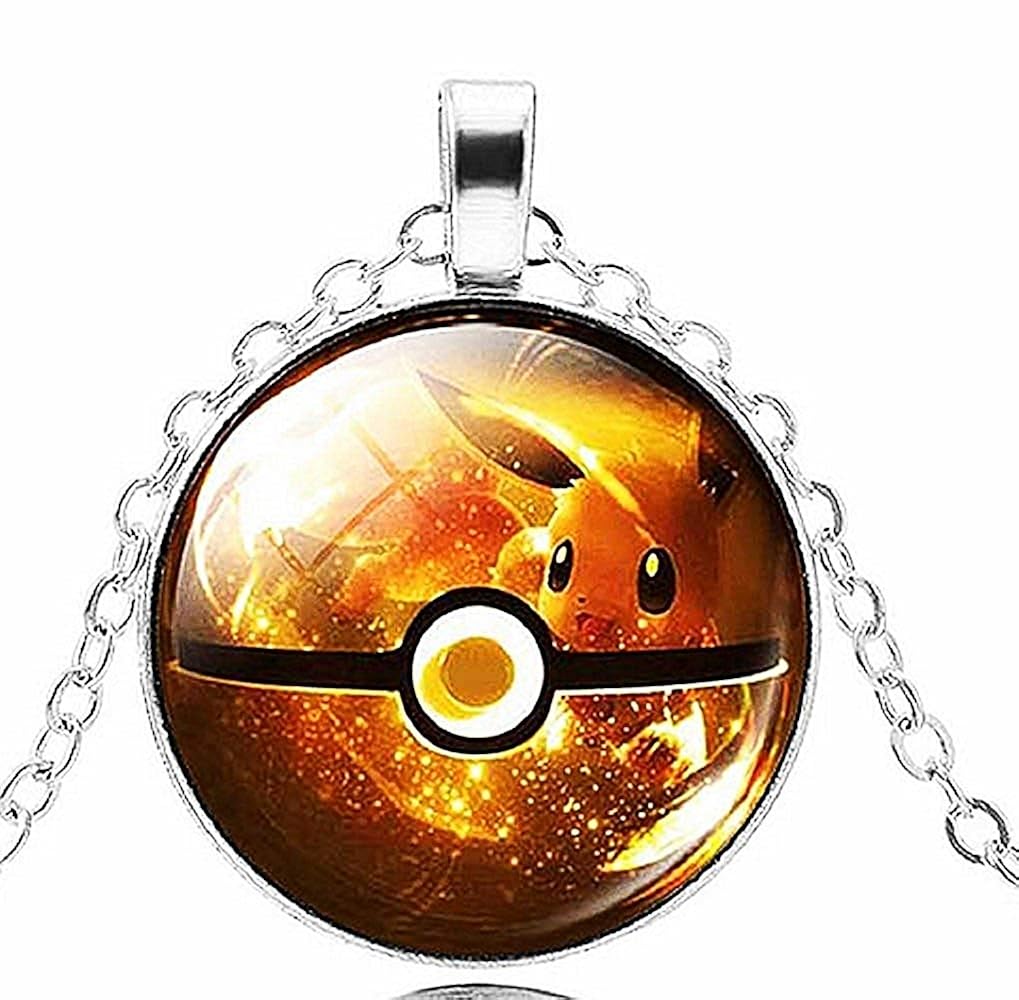 Lovelegis Kette Fur Jungen Pokeball Pokemon Go Poke Kugel Falle Herren Gelbe Farbe Jungenkette Pikachu Jungen Halskette
