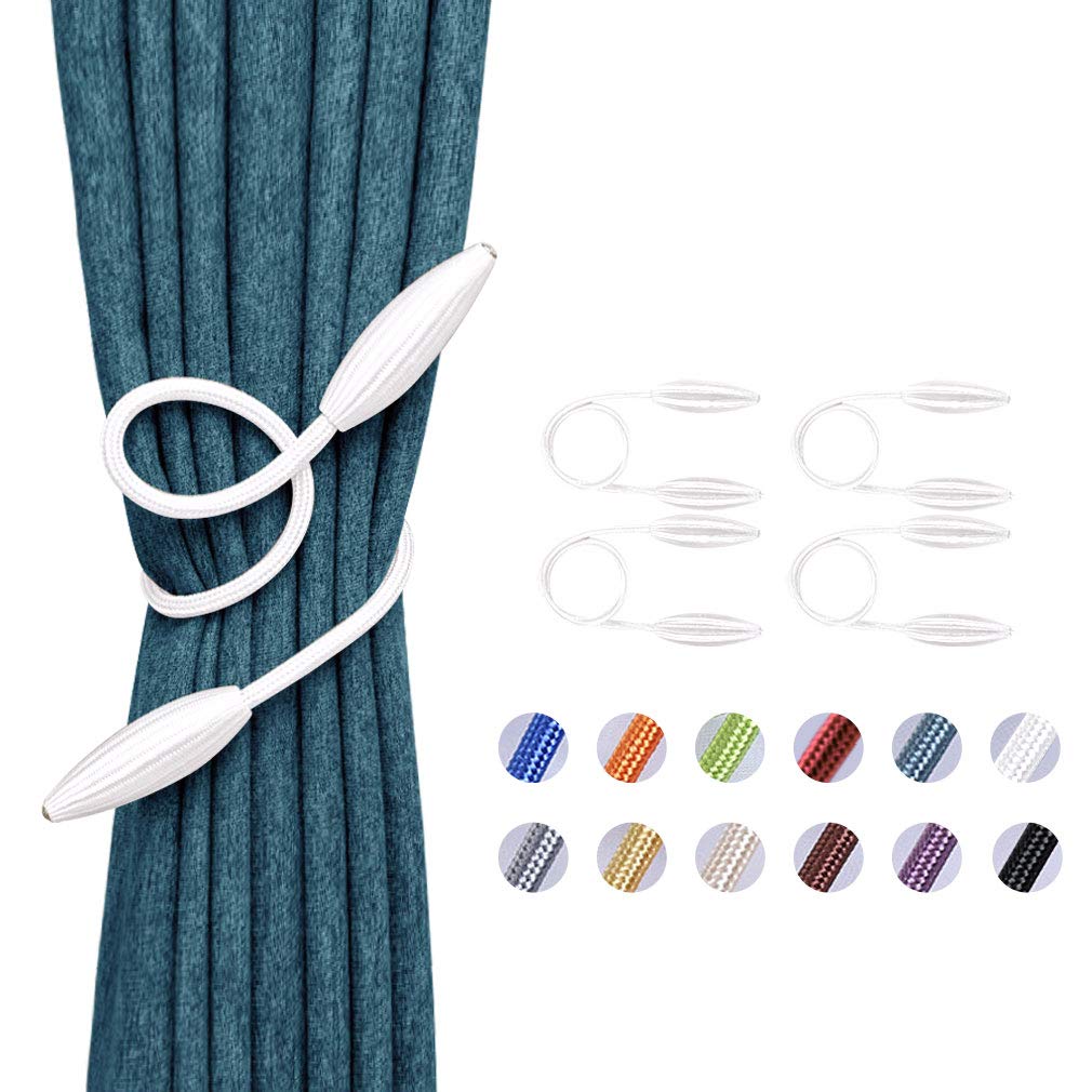 Pretty Jolly 4 Pack DIY Twist Curtain Tiebacks Creative Decorative Drape Tie Backs European Style Random Modelling Curtain Holdbacks for Home & Office Window Blackout & Sheer Drapery (White)