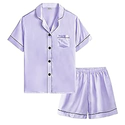 SWOMOG Kids Silky Satin Pajamas Set Girls Boys